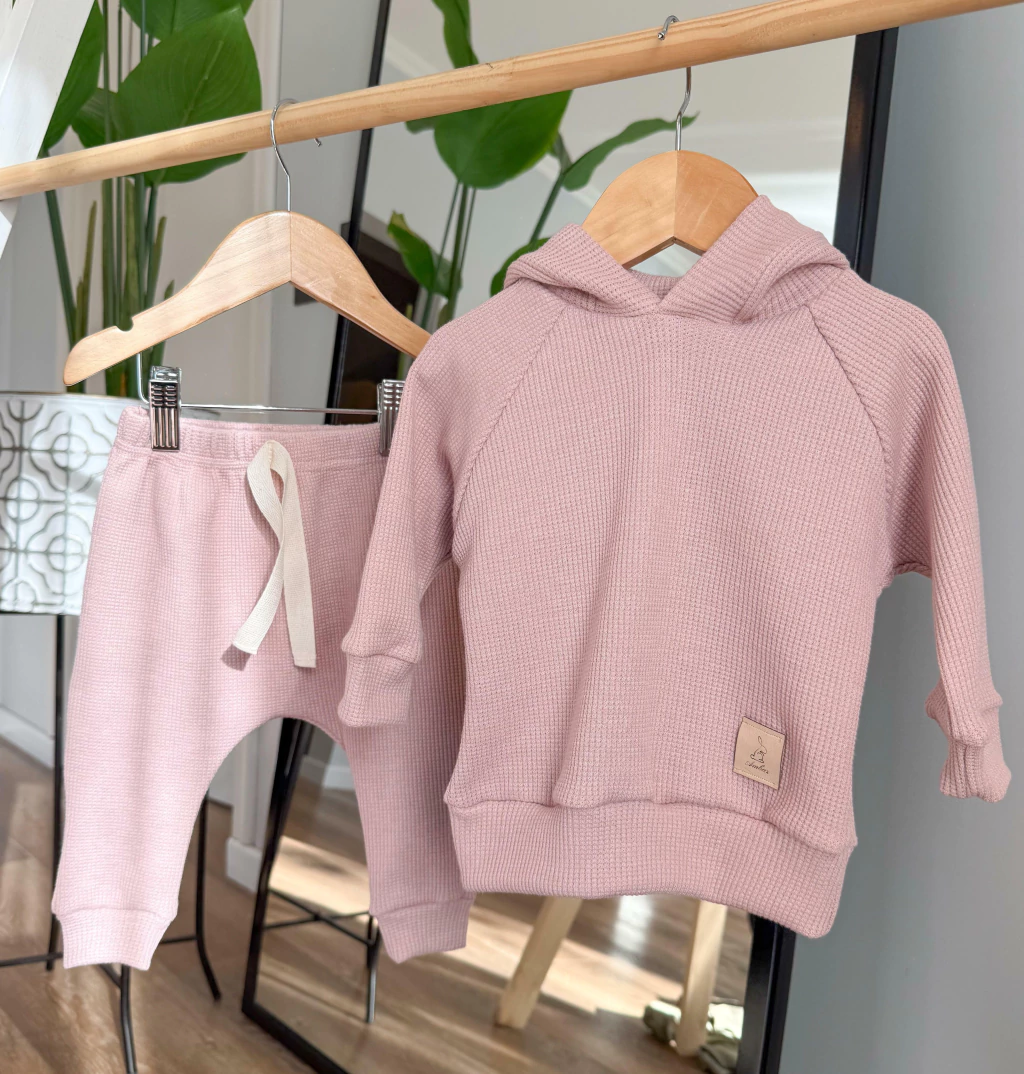 CONJUNTO WAFFLE ROSA Y VERDE